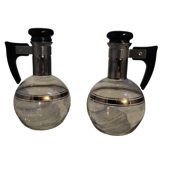 Inland Other - Mid Century Inland Coffee Mini glass Carafes with original cork lids  Set of 2